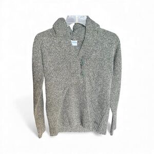 Columbia Women’s Button Neck Hooded Green Sweater, Size L